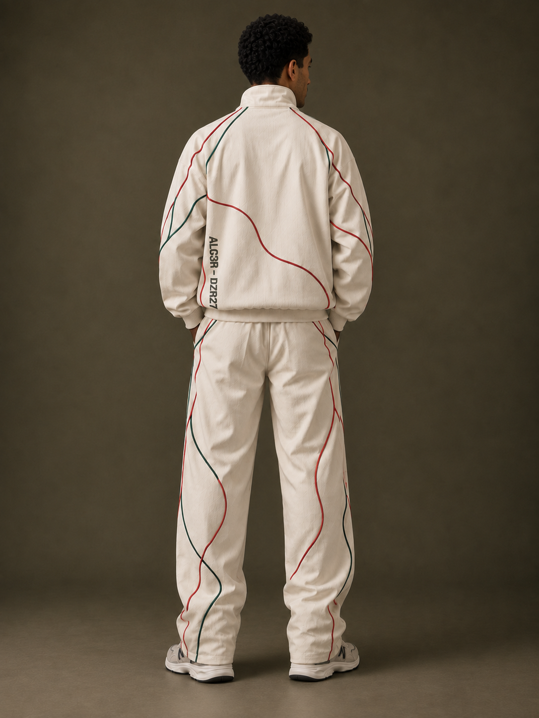 Le Tracksuit vu de dos, marquage ALG3R — DZR27 — DZIRI