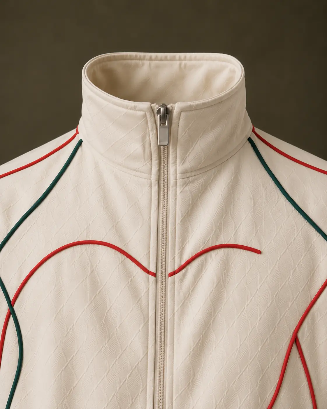 Col zippé du Tracksuit, passepoils rouge et vert — DZIRI